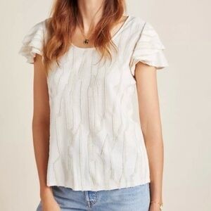 Ruffled Sleeve Textured Anthropologie Top